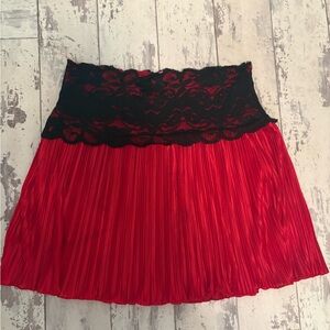 Elegant Red and Black Lace Skirt